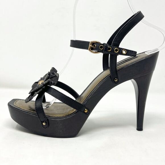 Louis Vuitton Marc Jacobs Era 2007 Platform Flower Heel Sandals Black 38.5 - Picture 2 of 9